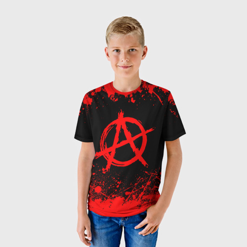 Детская футболка 3D с принтом Анархия anarchy, фото на моделе #1