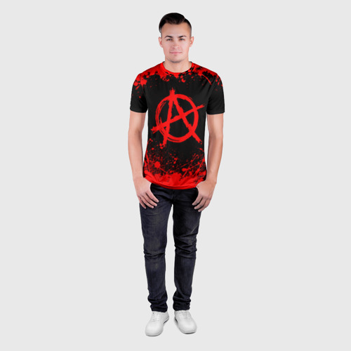Мужская футболка 3D Slim с принтом Анархия anarchy, вид сбоку #3