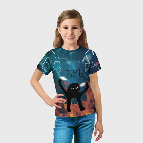 Детская футболка 3D с принтом ЪУЪ Молнии, вид сбоку #3