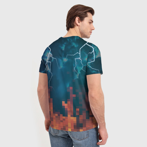 Мужская 3D футболка с принтом ЪУЪ Молнии, вид сзади #2