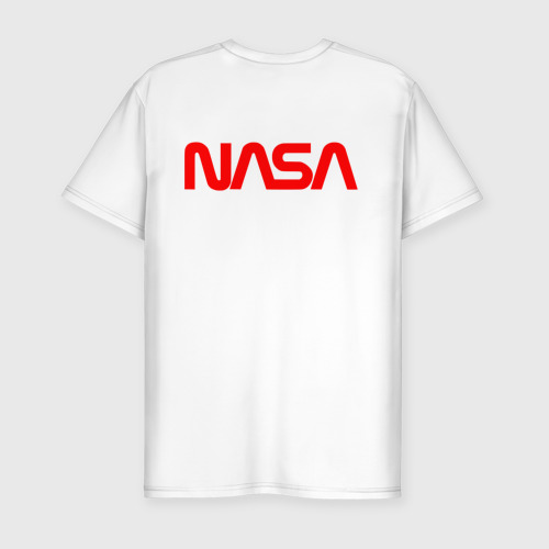 Мужская футболка хлопок Slim с принтом NASA НАСА +спина, вид сзади #1