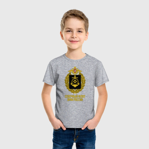 Детская футболка хлопок с принтом Северный флот ВМФ России, фото на моделе #1