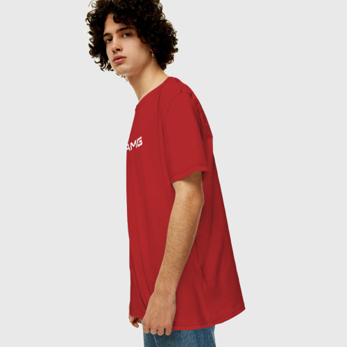 Мужская футболка хлопок Oversize с принтом MERCEDES AMG | МЕРСЕДЕС АМГ (Z), вид сбоку #3