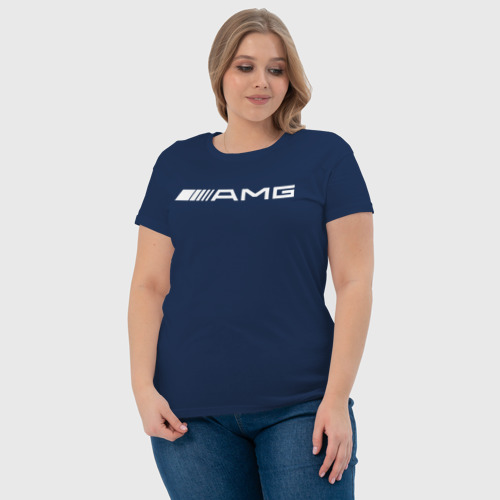Женская футболка хлопок с принтом MERCEDES AMG | МЕРСЕДЕС АМГ (Z), фото #4