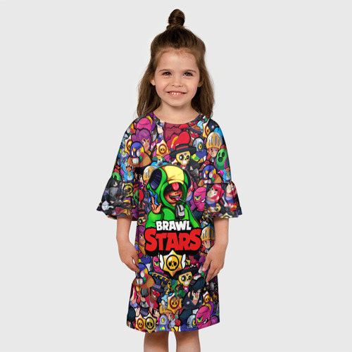 Детское платье 3D с принтом BRAWL STARS:LEON, вид сбоку #3