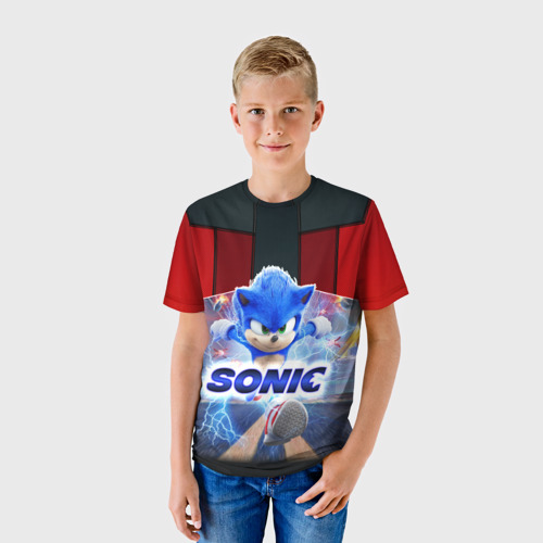 Детская 3D футболка с принтом Соник 2020, фото на моделе #1