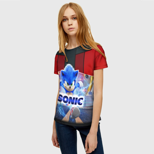 Женская футболка 3D с принтом Соник 2020, фото на моделе #1