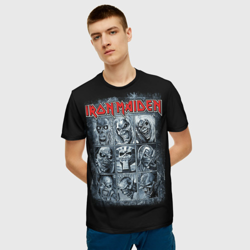 Мужская 3D футболка с принтом Iron Maiden, фото на моделе #1
