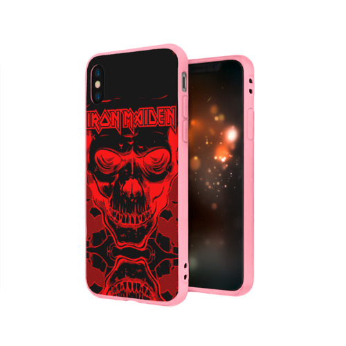 Чехол для iPhone X матовый с принтом Iron Maiden, вид сбоку #3