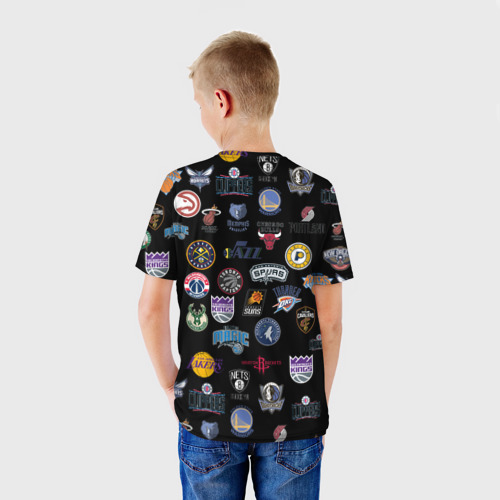 Детская футболка 3D с принтом NBA Pattern, вид сзади #2