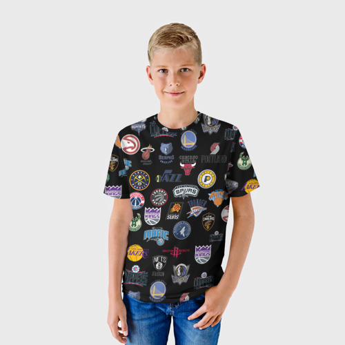 Детская футболка 3D с принтом NBA Pattern, фото на моделе #1