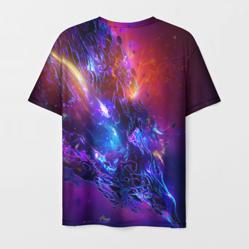Мужская футболка 3D с принтом Universe Neon, вид сзади #1