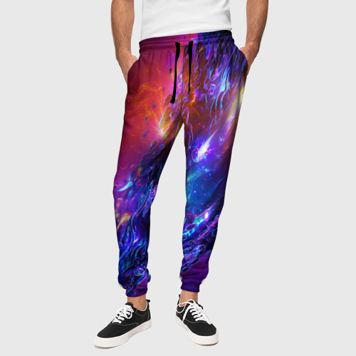 Мужские брюки 3D с принтом Universe Neon, вид сбоку #3