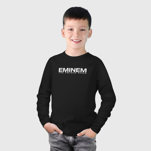 Детский лонгслив хлопок с принтом EMINEM | ЭМИНЕМ (Z), фото на моделе #1