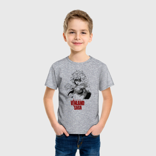 Детская футболка хлопок с принтом Vinland saga Thorfinn, фото на моделе #1