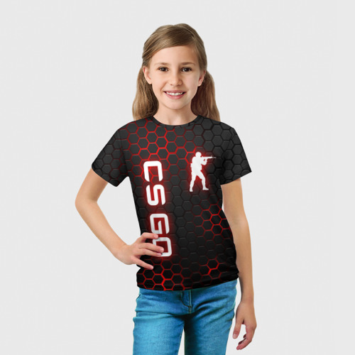 Детская 3D футболка с принтом CS GO, вид сбоку #3