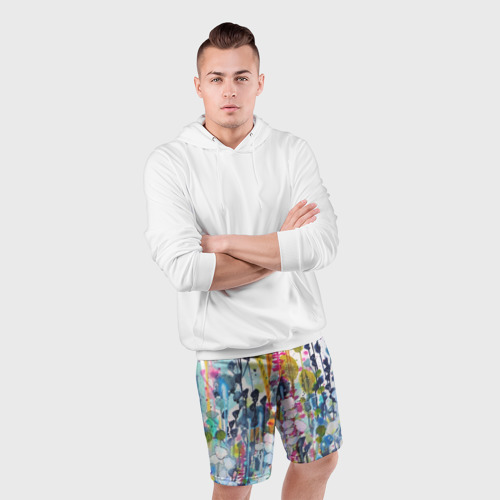 Мужские шорты спортивные с принтом Watercolor Flowers, фото #4