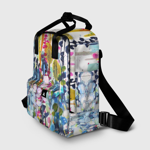 Женский рюкзак 3D с принтом Watercolor Flowers, фото на моделе #1