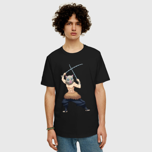 Мужская футболка хлопок Oversize с принтом Иноске Хашибира Клинок рассекающий демонов, фото на моделе #1