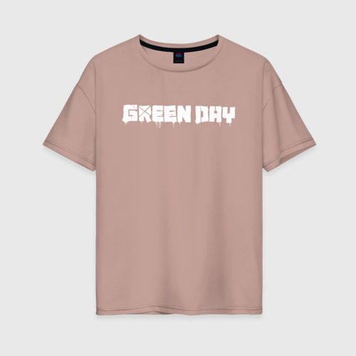 Женская футболка хлопок Oversize с принтом GreenDay ГринДей, вид спереди #2