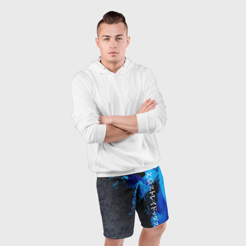 Мужские шорты спортивные с принтом BSD logo blue, фото #4