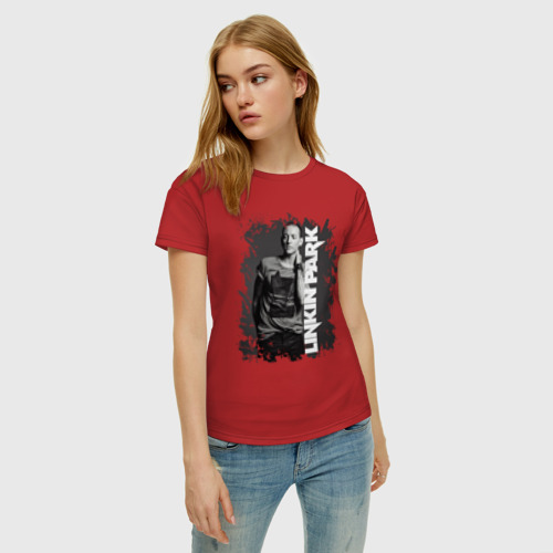 Женская футболка хлопок с принтом LINKIN PARK, фото на моделе #1