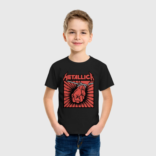 Детская футболка хлопок с принтом Metallica Металлика, фото на моделе #1