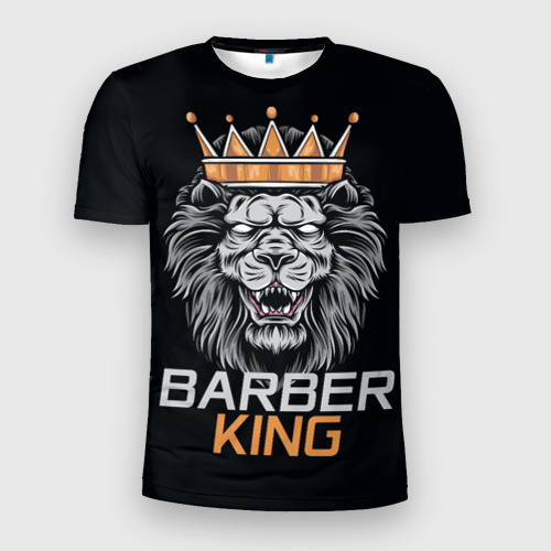 Мужская футболка 3D Slim с принтом Barber King / Барбер Король, вид спереди #2
