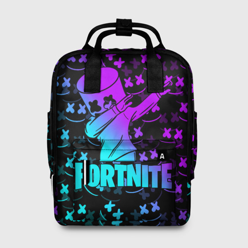 Женский рюкзак 3D с принтом Fornite X marshmello, вид спереди #2