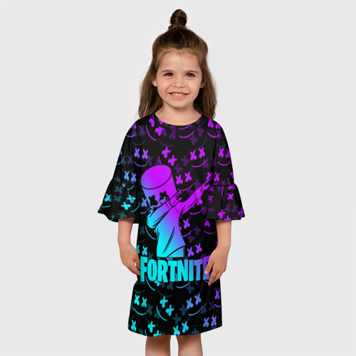 Детское платье 3D с принтом Fornite X marshmello, вид сбоку #3