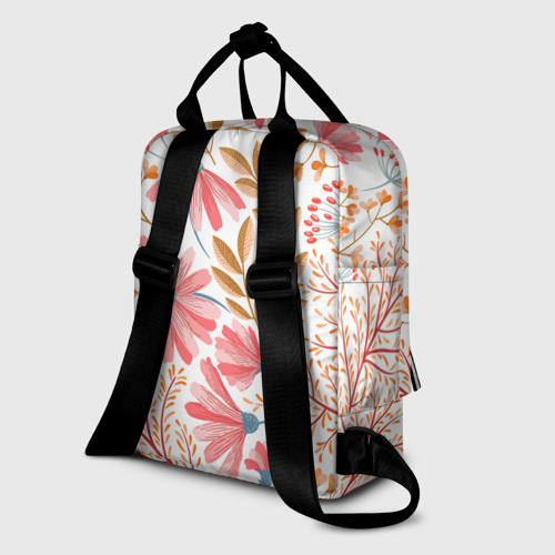 Женский рюкзак 3D с принтом Цветы, вид сзади #1