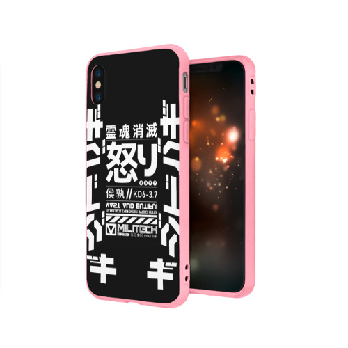Чехол для iPhone X матовый с принтом Cyberpunk 2077 Japan tech, вид сбоку #3