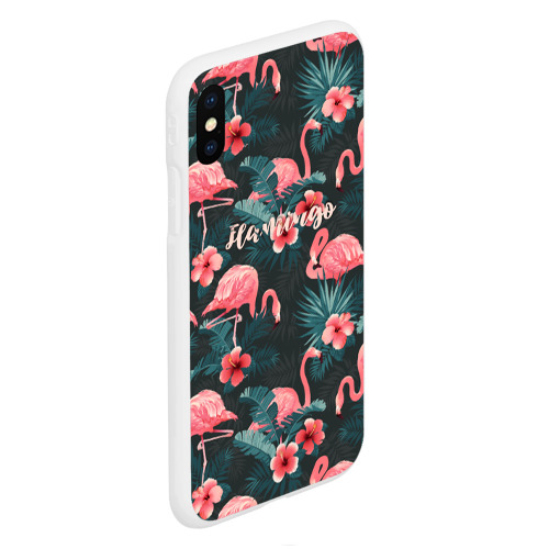 Чехол для iPhone XS Max матовый с принтом Flamingo, вид сбоку #3