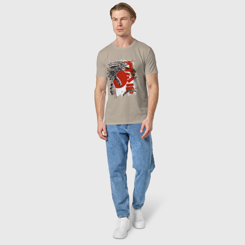 Мужская футболка хлопок с принтом GODZILLA | ГОДЗИЛЛА (Z), вид сбоку #3