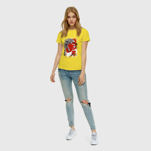 Женская футболка хлопок с принтом GODZILLA | ГОДЗИЛЛА (Z), вид сбоку #3