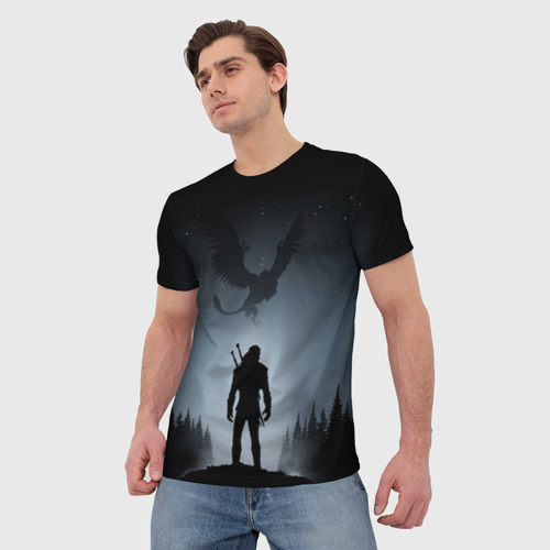 Мужская 3D футболка с принтом ВЕДЬМАК, фото на моделе #1