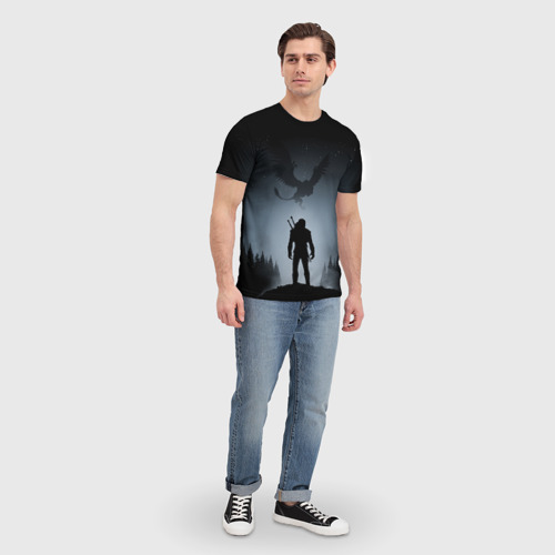 Мужская 3D футболка с принтом ВЕДЬМАК, вид сбоку #3
