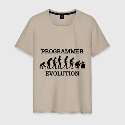 Мужская футболка хлопок с принтом Эволюция программиста, вид спереди #2