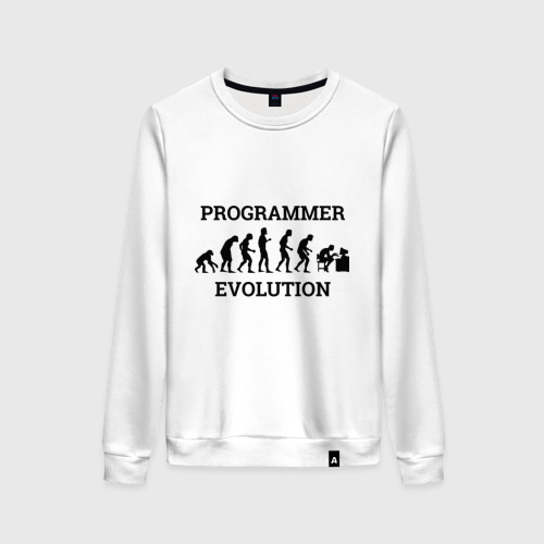 Женский свитшот хлопок с принтом Эволюция программиста, вид спереди #2