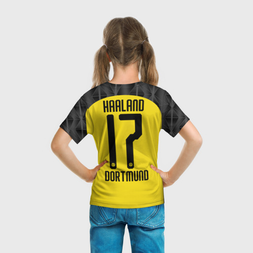 Детская 3D футболка с принтом Холанд home 19-20 UEFA, вид сзади #2