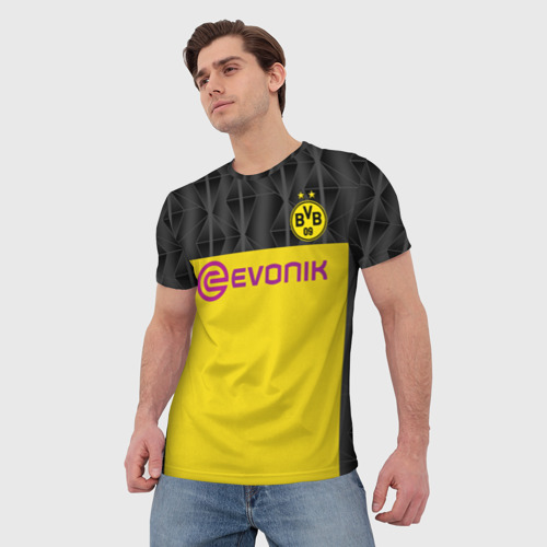 Мужская футболка 3D с принтом Холанд home 19-20 UEFA, фото на моделе #1