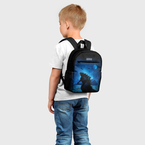 Детский рюкзак 3D с принтом GODZILLA | ГОДЗИЛЛА, фото на моделе #1
