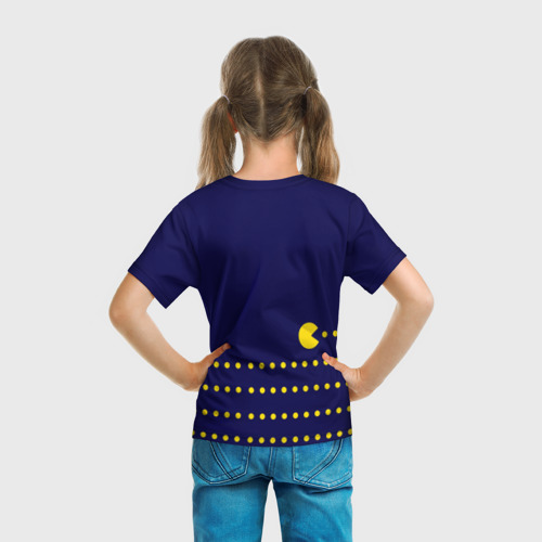 Детская футболка 3D с принтом PAC-MAN, вид сзади #2