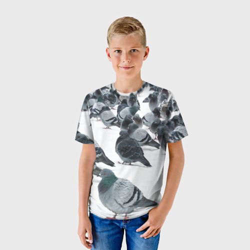Детская футболка 3D с принтом Голуби, фото на моделе #1