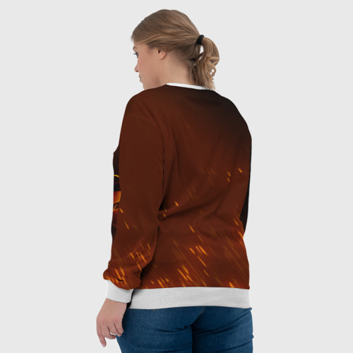 Женский свитшот 3D с принтом KIMETSU NO YAIBA огненный ливень, вид сзади #2