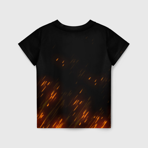Детская футболка 3D с принтом Burning Kamado, вид сзади #1