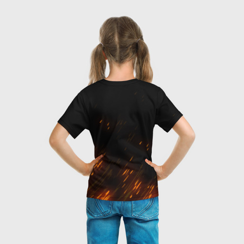 Детская футболка 3D с принтом Burning Kamado, вид сзади #2