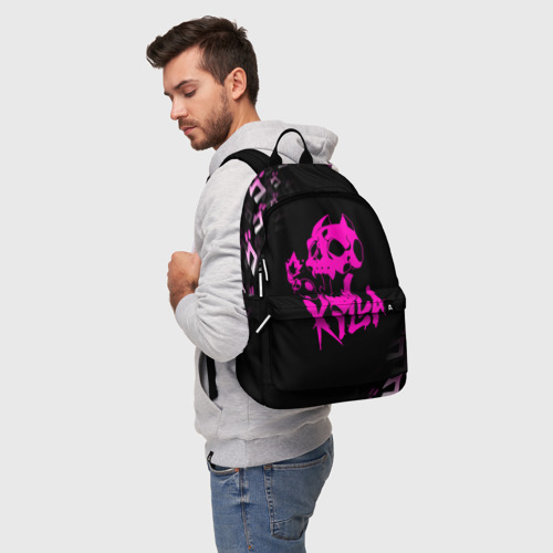 Рюкзак 3D с принтом KILLER QUEEN розовая на черном, фото на моделе #1
