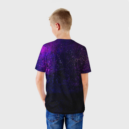 Детская футболка 3D с принтом ATEEZ neon, вид сзади #2