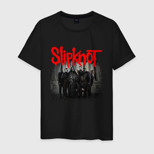 Мужская футболка хлопок с принтом Slipknot Слипкнот, вид спереди #2